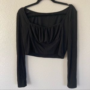 Black Long-sleeve Crop Top size XL